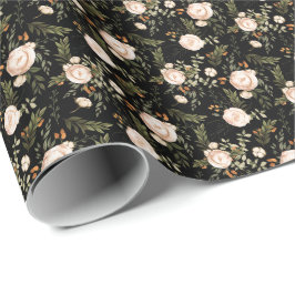 Papel De Regalo Elegante Boho Floral Black Terracotta