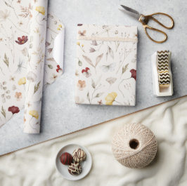 Papel De Regalo Elegante Boho Flores SilvestresFollaje 