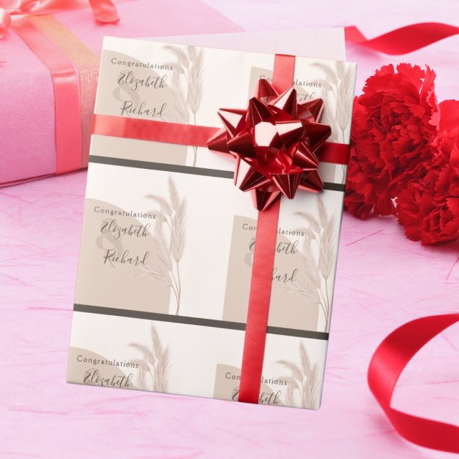 Papel De Regalo Elegante Boho Pampas Grass Boda Moderna (Subido por el creador)