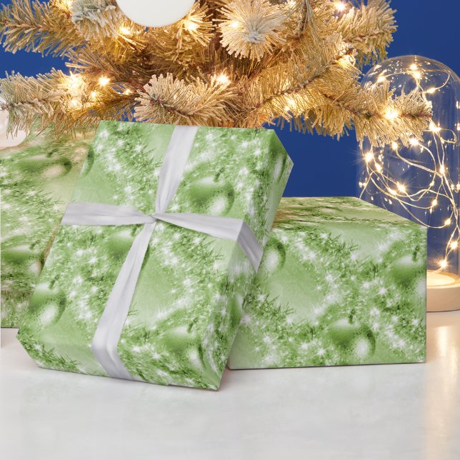 Papel De Regalo Elegante bola verde claro de Navidades (Vacaciones)