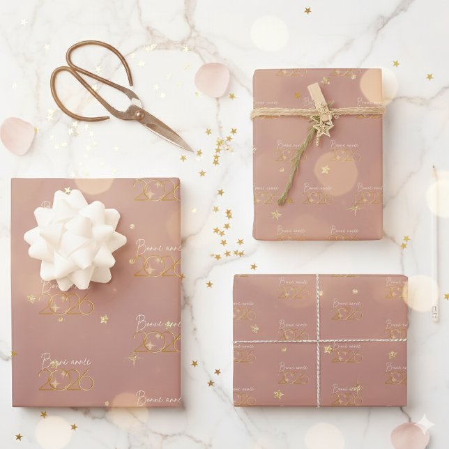 Papel de Regalo Elegante Bonne Année 2026 (Subido por el creador)