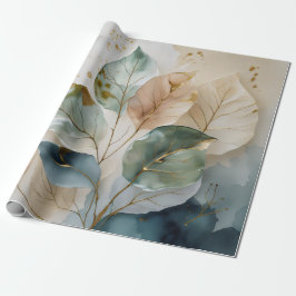 Papel De Regalo Elegante Botánica de Oro