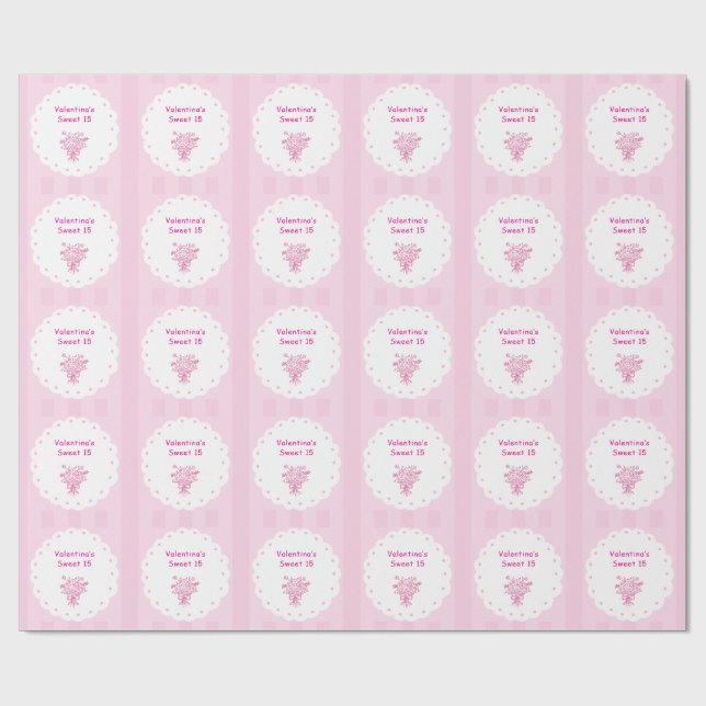 Papel De Regalo Elegante Bouquet floral de Quinceañera | Blanco y  (Superficie plana)