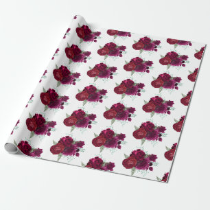 Papel De Regalo Elegante Bouquet Magenta Rosa Floral