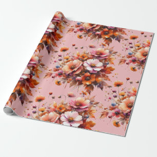 Papel De Regalo Elegante Bouquet Marrón Caída.