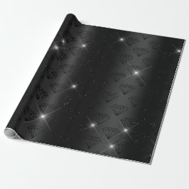 Papel De Regalo Elegante Brillo de Diamante Negro de Boda Compromi