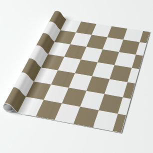 Papel De Regalo Elegante Bronce Claro Cuadros Blancos