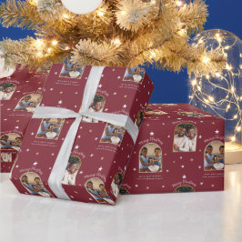 Papel De Regalo Elegante Burgundy 2 Foto Arco Navidad Moderna