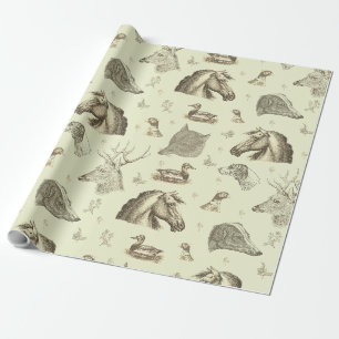 Papel De Regalo Elegante Caballo Inglés Antiguo de Campo de Caza V