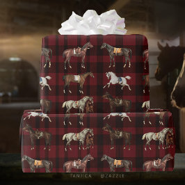 Papel De Regalo Elegante Caballos de Vintage aderezados de color r