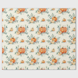 Papel De Regalo Elegante calabaza de otoño y acuarela de eucalipto