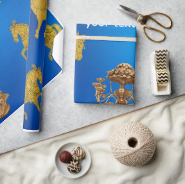 Papel De Regalo Elegante candelabro real azul oro Pegasus 