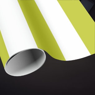 Papel De Regalo Elegante Chartreuse y patrón rayado blanco