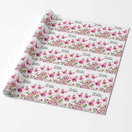 Papel De Regalo Elegante Chica de peones rosados y mariposas Baby 