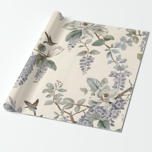 Papel De Regalo Elegante Chinoiserie Floral y Aves