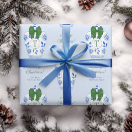 Papel De Regalo Elegante Chinoiserie Monograma Feliz Navidad