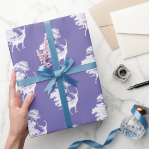 Papel De Regalo Elegante ciervo de tela campestre en azul Periwink