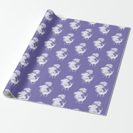 Papel De Regalo Elegante ciervo de tela campestre en azul Periwink