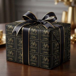 Papel De Regalo Elegante Cincuenta y ¡Fab-uloso! Fiesta de cumplea