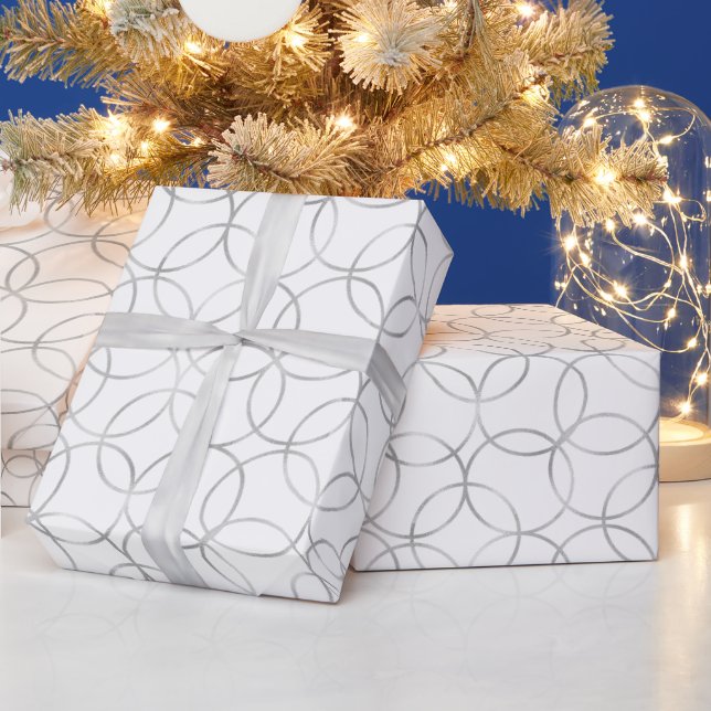 Papel De Regalo Elegante Círculo Geométrico de Plata (Vacaciones)