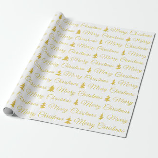 Papel De Regalo Elegante Cita de Navidad dorada blanca