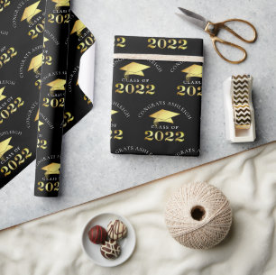 Papel De Regalo Elegante Clase de Oro Negro 2022 Personalizada