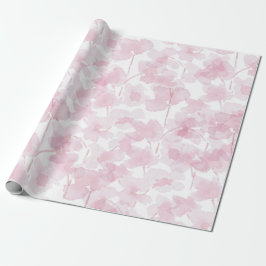 Papel De Regalo Elegante color de agua con flores de cerezo pintad