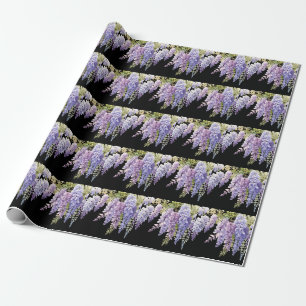 Papel De Regalo Elegante color de agua morada glicinia floral azul