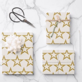 Papel de regalo elegante con estrellas doradas bri