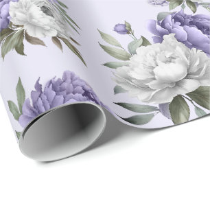 Papel de regalo elegante con flores violetas y lav