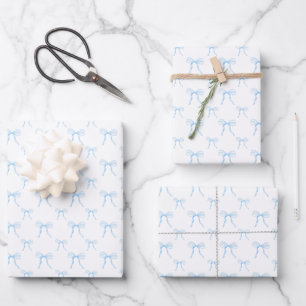 Papel de regalo elegante con lazo azul grandmillen