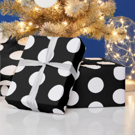 Papel de regalo elegante con lunares en blanco y n