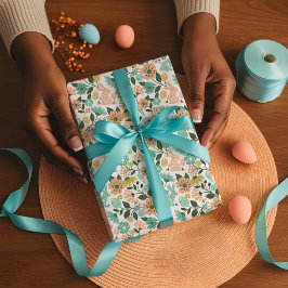 Papel De Regalo Elegante conejo de Pascua Floral de Primavera