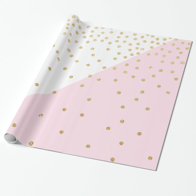 Papel De Regalo Elegante confeti purpurina burgués de oro moderno (Desenrollado)