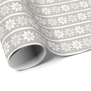 Papel De Regalo Elegante copo de nieve gris blanco Navidad