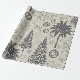 Papel De Regalo Elegante copo de nieve monocromático de Navidad de