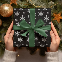 Papel De Regalo Elegante copo de nieve plateado | Vacaciones en in