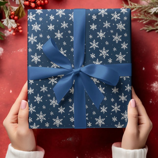 Papel De Regalo Elegante copo de nieve plateado | Vacaciones en in (Subido por el creador)