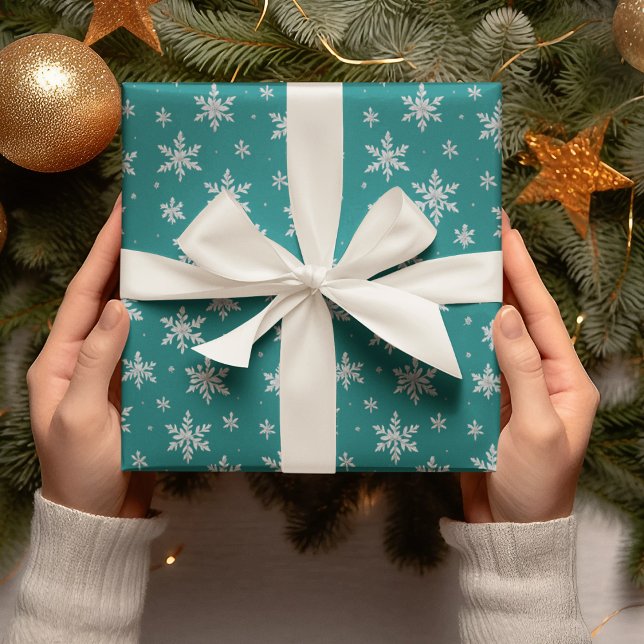 Papel De Regalo Elegante copo de nieve plateado | Vacaciones en in (Subido por el creador)