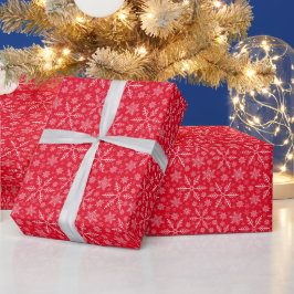 Papel De Regalo Elegante copo de nieve rojo Aqua White Winter