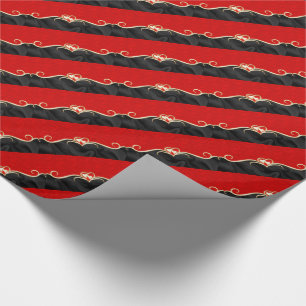 Papel De Regalo Elegante Corazón Dorado Negro y Rojo Romántico