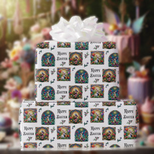 Papel De Regalo Elegante Cristal Manchado de Feliz Pascua