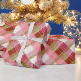 Papel De Regalo Elegante Cuadro Rojo Oro Casa de Campo