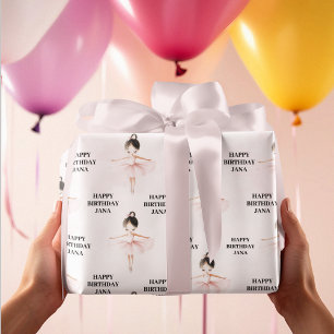 Papel De Regalo Elegante cumpleaños rosado Ballerina