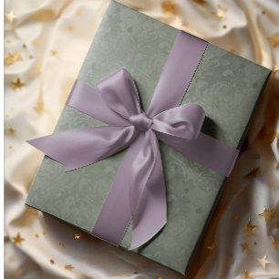 Papel De Regalo Elegante damasco antiguo pino oscuro plateado