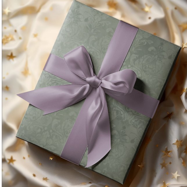 Papel De Regalo Elegante damasco antiguo pino oscuro plateado (Subtle silver pine elegance!)