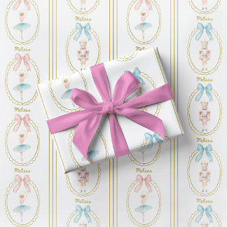 Papel de regalo elegante de bailarina y cascanuece