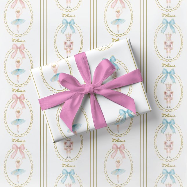 Papel de regalo elegante de bailarina y cascanuece (Subido por el creador)