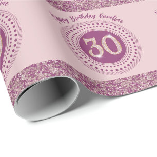 Papel de regalo elegante de cumpleaños 30 con bril
