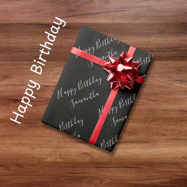 Papel de regalo elegante de cumpleaños con nombre  (Subido por el creador)